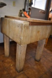 BUTCHER BLOCK WITH EDLUND CAN OPENER, 2' x 2',