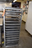 STAINLESS RACK WITH (17) PANS, 24