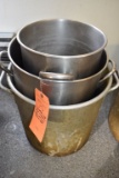 (3) ASSORTED SIZE LARGE STAINLESS STEEL/ALUMINUM KETTLES