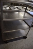 STAINLESS FOUR SHELF CART ON CASTERS,