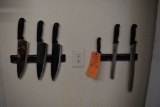 (6) COZZINI KNIVES AND MAGNETIC STRIPS