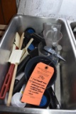 PLASTIC CONTAINER WITH MEASURING CUPS, MEASURING SPOONS,