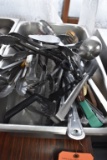 CONTAINER WITH MISC. UTENSILS, TONGS, LADLES, ETC.