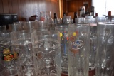 ASSORTED GLASS AND PLASTIC BEER MUGS