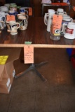 SQUARE PEDESTAL TABLE WITH FORMICA TOP, NO CONTENTS,