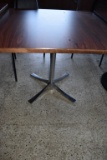 SQUARE PEDESTAL TABLE WITH FORMICA TOP,