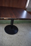 SQUARE PEDESTAL TABLE WITH FORMICA TOP,