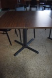 SQUARE PEDESTAL TABLE WITH FORMICA TOP,