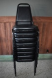 STACK OF (8) STEEL FRAMED CHAIRS WITH VINYL SEATS
