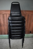 STACK OF (8) STEEL FRAMED CHAIRS WITH VINYL SEATS