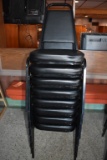 STACK OF (8) STEEL FRAMED CHAIRS WITH VINYL SEATS
