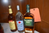 (3) BOTTLES; TULLAMORE DEW, CASTILLO RUM,