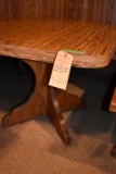 PEDESTAL TABLE WITH FORMICA WOOD GRAIN TOP, 42