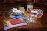 ASSORTED BAR GAMES - DARTS, TIPS, DICE, CRIBBAGE BOARD,