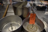STAINLESS BUCKET AND (3) STAINLESS COFFEE FILTERS,