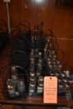 (22) BLACK METAL CONDIMENT HOLDERS AND GLASS SALT