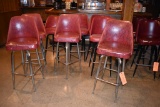 (8) RED/PATTERN BAR STOOLS, SEATS 30