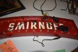 VINTAGE METAL SMIRNOFF LIGHTED SIGN, RED/WHITE,