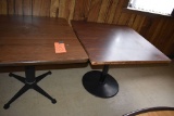 (2) SQUARE TABLES, WOOD TOP, METAL BASES, 3' x 3' x 30