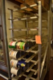 STAINLESS CAN RACK ON CASTERS, NO CONTENTS,