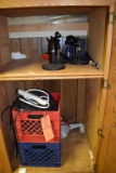 (6) MIC HOLDERS AND (2) BINS WITH WIRE