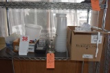 MISC. ITEMS ON CART; APRONS, PITCHERS,