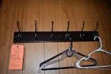 BRONZE COAT RACK WITH SIX HOOKS, INCLUDES HANGERS