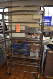 STEEL RACK ON CASTERS WITH EIGHT SHELVES,
