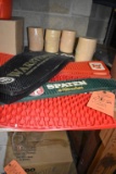 LOT OF (7) RUBBER BAR GLASS MATS AND (4) SLEEVES OF COASTERS