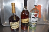 (3) BOTTLES OF HENNESSY BACARI KORBEL,
