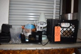MISC. BARWARE, METAL SCOOPS, LAMP, ETC.