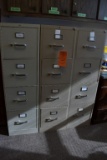 (3) METAL TAN FILE CABINETS WITH FOUR DRAWERS,