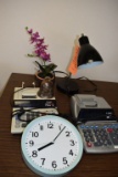 SHARP CALCULATOR, CANON CALCULATOR, DESK LAMP AND