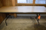 FOLDING TABLE WITH WOOD TOP, METAL BASE, 28