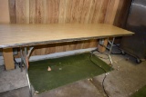 FOLDING TABLE WITH WOOD TOP, METAL BASE, 28