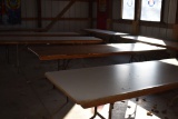 (7) TABLES WITH METAL BASES AND WOOD TOPS, 30