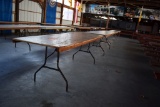(4) FOLDING TABLES WITH WOOD TOPS, METAL FRAMES,