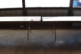 METAL BASE (2) WOOD TOP FOLDING TABLES