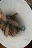BUCKET OF VINTAGE GLASS INSULATORS