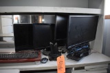 (4) ASSORTED FLAT PANEL MONITORS, SPEAKERS,