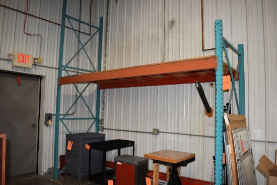 ONE SECTION OF PALLET RACKING WITH ONE SHELF,