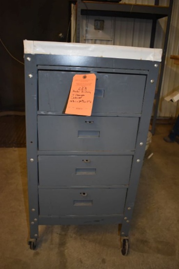 METAL ROLLING FOUR DRAWER CABINET, 18 1/2"L x 24"D x 37"H