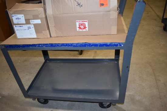 ROLLING METAL CART WITH RAISED HANDLE, 36"L x 31"H x 24"W