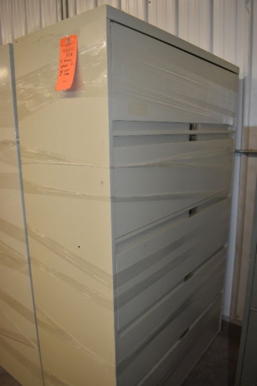 FIVE DRAWER HORIZONTAL FILE CABINET, 42" WIDE x 18" DEEP