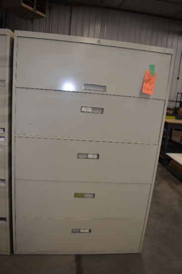 FIVE DRAWER HORIZONTAL FILE CABINET, 42" WIDE x 18"D x 65"H,