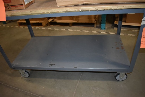 STEEL ROLLING CART WITH WOOD TOP, 48"L x 25"D x 30"H