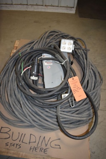 PALLET OF HEAVY GAUGE ELECTRICAL WIRE AND PLUGS