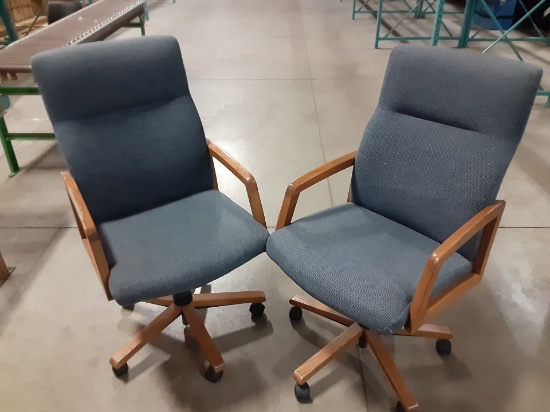 (2) OFFICE CHAIRS - BLUE FABRIC
