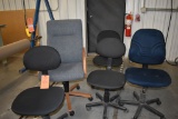 (5) OFFICE CHAIRS, (3) BLACK AND (2) BLUE
