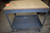 TWO TIER SHOP CART WITH WOOD TOP, 5